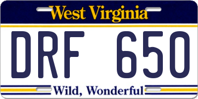 WV license plate DRF650