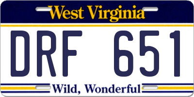WV license plate DRF651