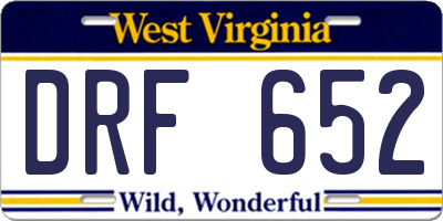 WV license plate DRF652