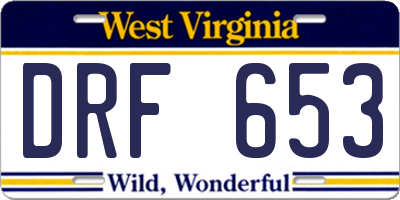 WV license plate DRF653