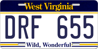 WV license plate DRF655