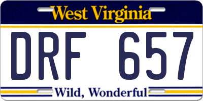 WV license plate DRF657