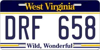 WV license plate DRF658