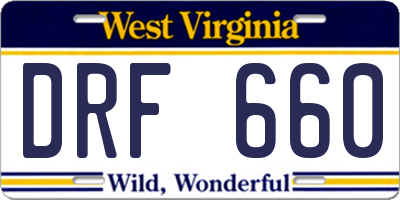 WV license plate DRF660