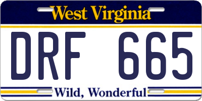 WV license plate DRF665