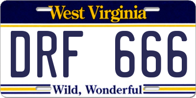 WV license plate DRF666
