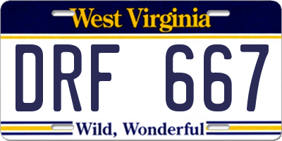 WV license plate DRF667