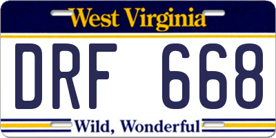 WV license plate DRF668