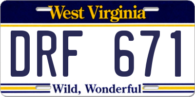 WV license plate DRF671