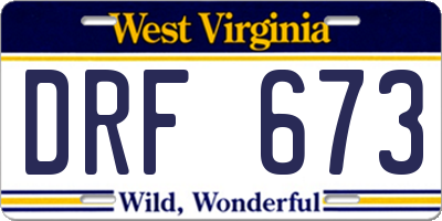 WV license plate DRF673
