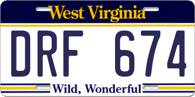 WV license plate DRF674