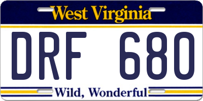 WV license plate DRF680