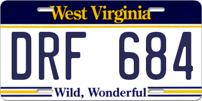 WV license plate DRF684