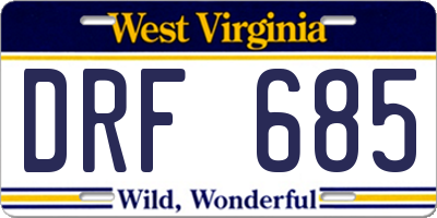 WV license plate DRF685