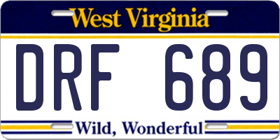 WV license plate DRF689