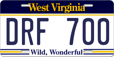 WV license plate DRF700