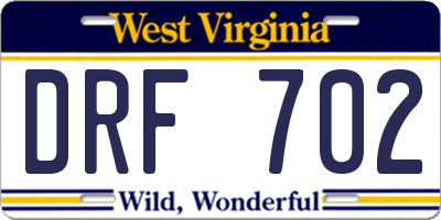 WV license plate DRF702