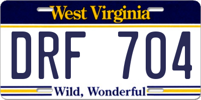 WV license plate DRF704