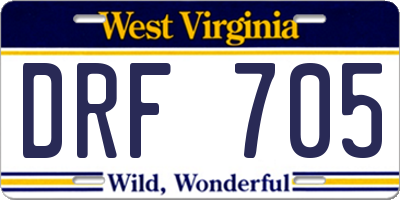 WV license plate DRF705