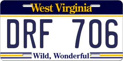 WV license plate DRF706