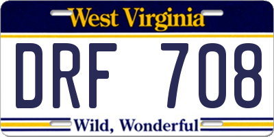 WV license plate DRF708
