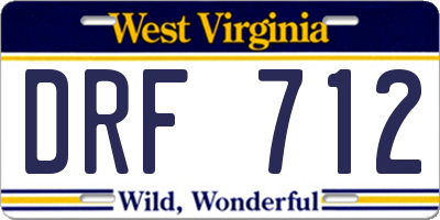 WV license plate DRF712