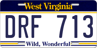 WV license plate DRF713
