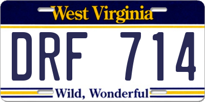 WV license plate DRF714