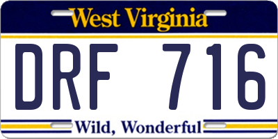 WV license plate DRF716