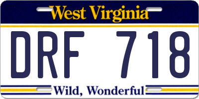 WV license plate DRF718