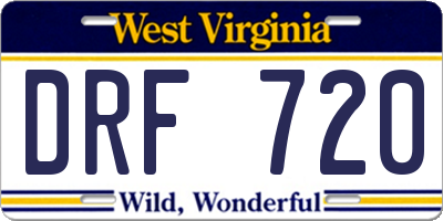 WV license plate DRF720