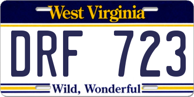 WV license plate DRF723