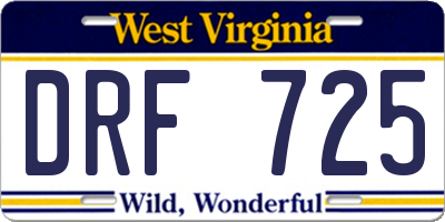 WV license plate DRF725