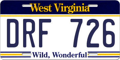 WV license plate DRF726