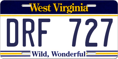 WV license plate DRF727