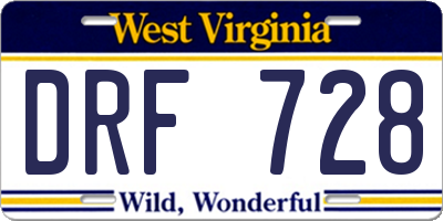 WV license plate DRF728