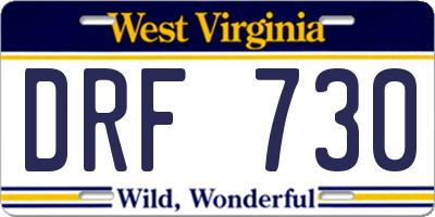 WV license plate DRF730