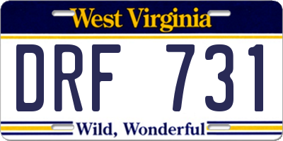 WV license plate DRF731