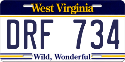 WV license plate DRF734