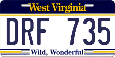 WV license plate DRF735