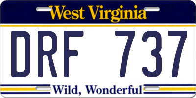 WV license plate DRF737