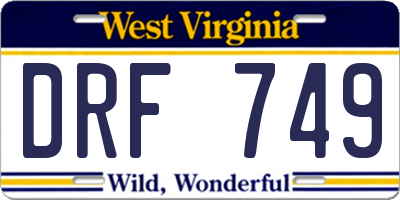WV license plate DRF749