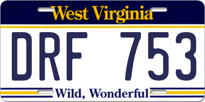 WV license plate DRF753