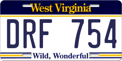 WV license plate DRF754