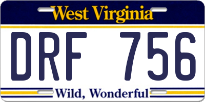 WV license plate DRF756