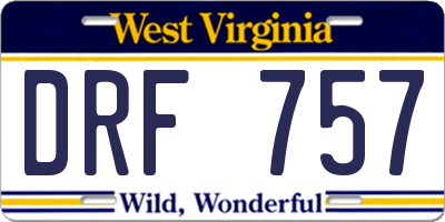 WV license plate DRF757