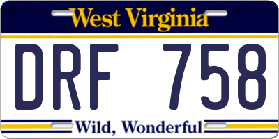 WV license plate DRF758