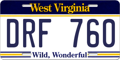 WV license plate DRF760