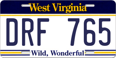 WV license plate DRF765