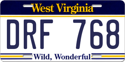 WV license plate DRF768